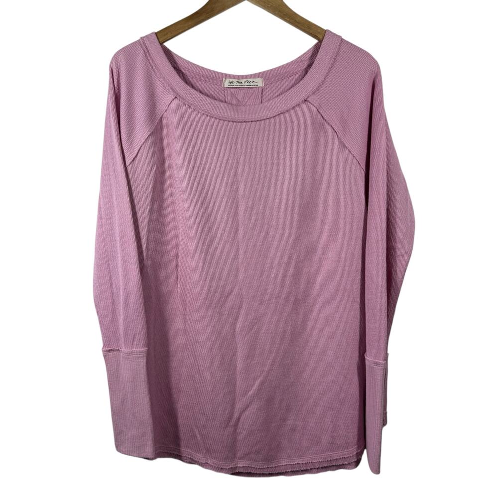 Free‎ People We the Free Top Women Size M Snowy Thermal Shirt Pink Purple Spring